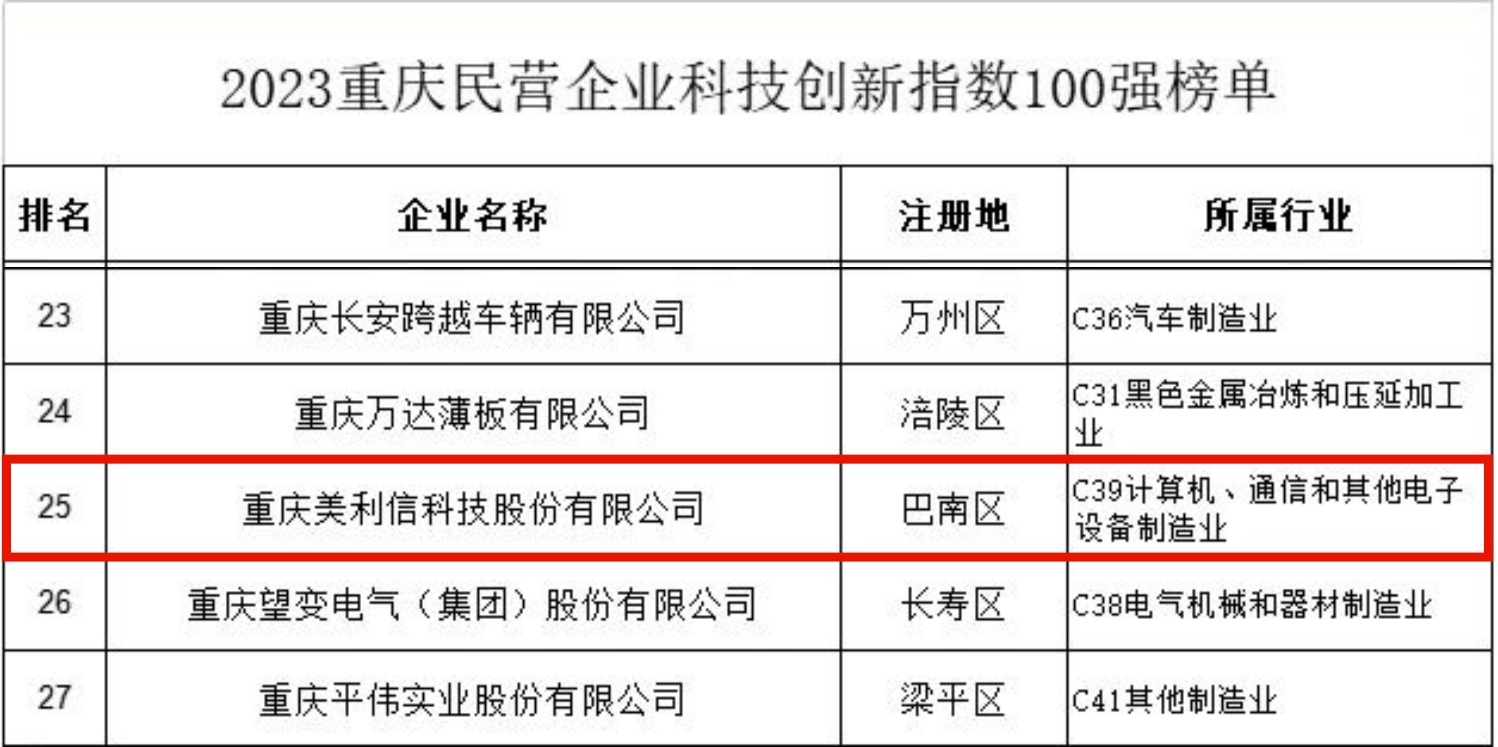 民营企业科技创新指数100强1